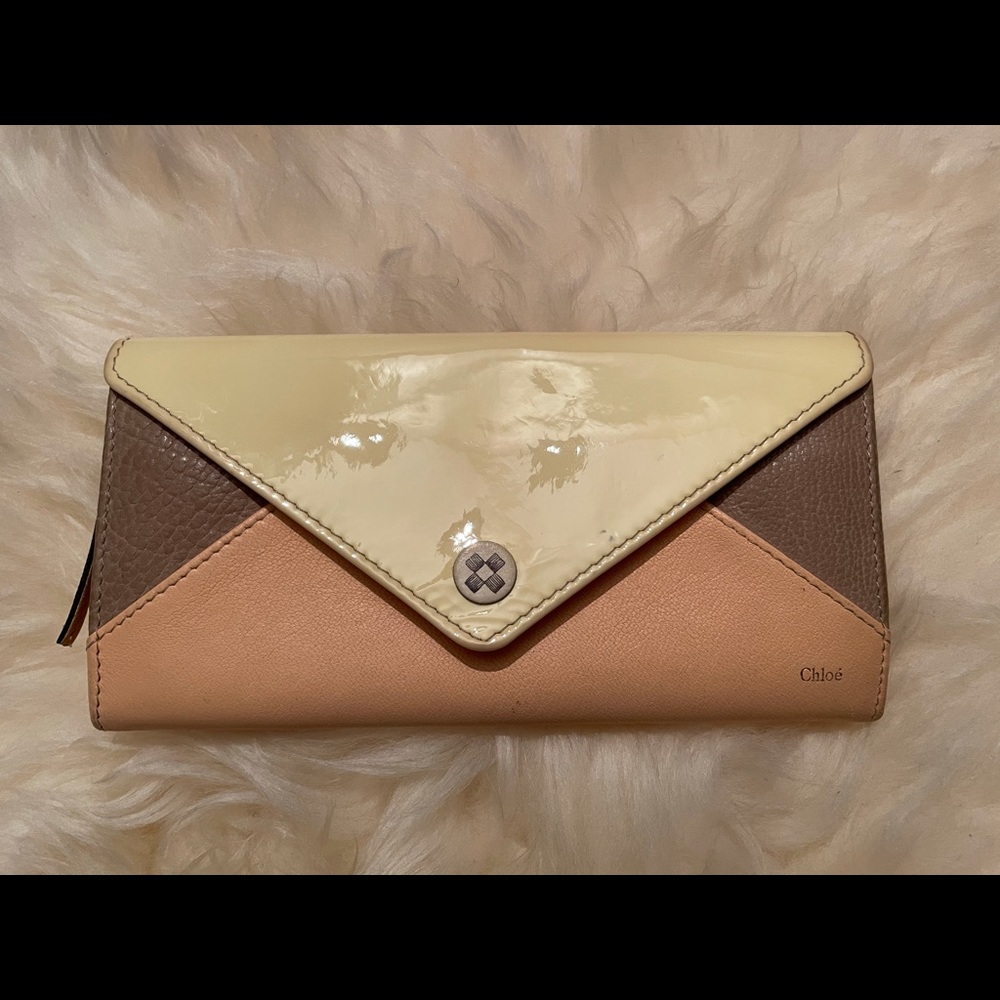 Chloe Patchwork Leather and patent leather wallet